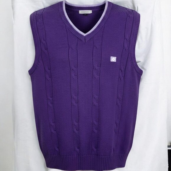 Southpole Purple Cable Knit Sweater Vest V Neck Y2K Street Preppy Size Large - Picture 8 of 8